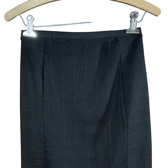 Zara W&B Collection Black Ribbed Striped Bandage Pencil Skirt Women's Sz S - Picture 4 of 6